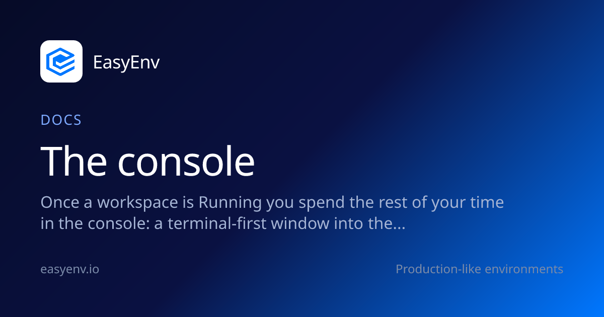 The console | Docs | EasyEnv